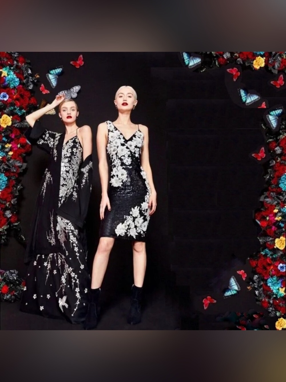 Alice & Olivia New Francie Asymmetric 3D Floral Applique Embellished Dress Sz 4